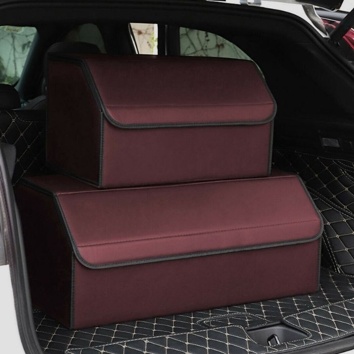 Red SOGA™ Leather Storage Box Car Boot Organiser