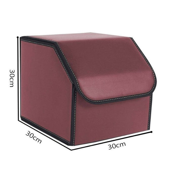 Red SOGA™ Leather Storage Box Car Boot Organiser