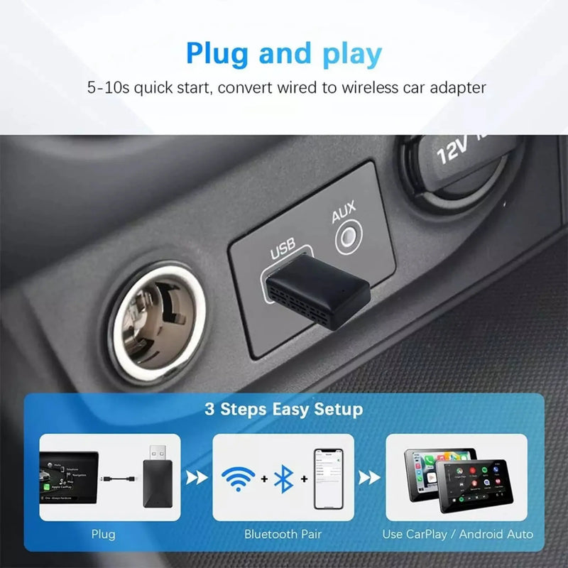 Mini 2 in 1 Wireless For Apple Carplay Android Auto Adapter