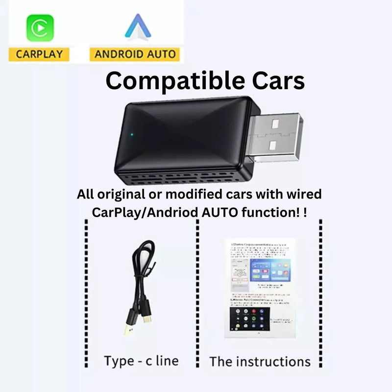 Mini 2 in 1 Wireless For Apple Carplay Android Auto Adapter