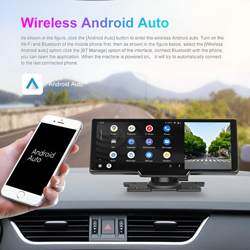 DrivePlay™ 9-Inch Wireless Car Play Box with HD Screen and Camera